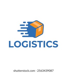 Logistic box logo. Fast delivery logo template design