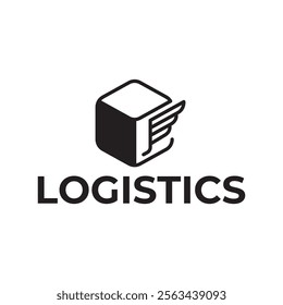 Logistic box logo. Fast delivery logo template design