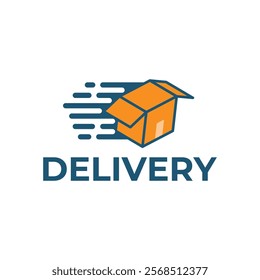 Logistic box logo. Fast delivery logo template design