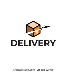 Logistic box logo. Fast delivery logo template design