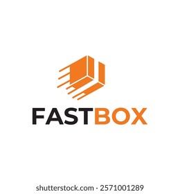 Logistic box logo. Fast delivery logo template design