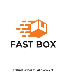 Logistic box logo. Fast delivery logo template design