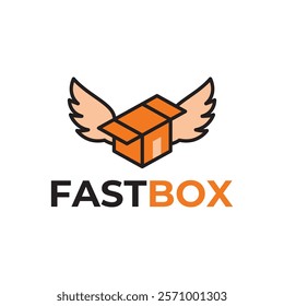 Logistic box logo. Fast delivery logo template design