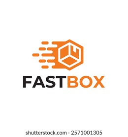 Logistic box logo. Fast delivery logo template design