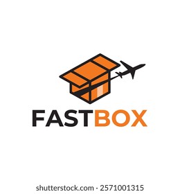 Logistic box logo. Fast delivery logo template design