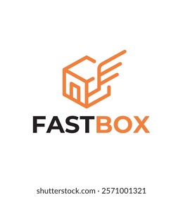 Logistic box logo. Fast delivery logo template design