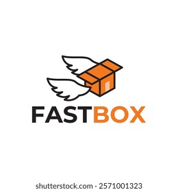 Logistic box logo. Fast delivery logo template design