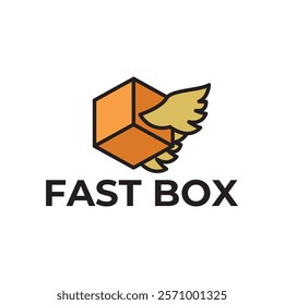 Logistic box logo. Fast delivery logo template design