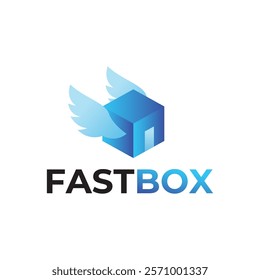 Logistic box logo. Fast delivery logo template design