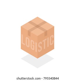 logistic box simple isometric logo. concept of house moving service or warehouse distribution. flat 3d style trend modern abstract top view packet logotype graphic design isolated on white background