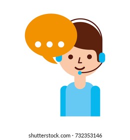 logistic call center operator with headset and speech bubble