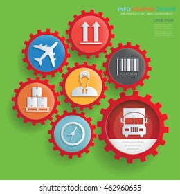 Logistic and cargo concept design,gear info graphic,vector