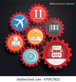 
Logistic and cargo concept design,gear info graphic,vector