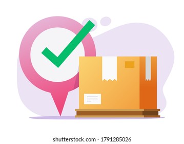 Logistic cargo freight courier online destination delivery service vector, transportation map pointer mark for shipping warehouse postal parcel tracking app technology flat cartoon illustration