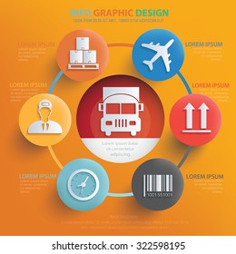 Logistic and cargo info graphic design on yellow background,vector