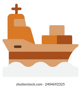 Logistic cargo ship object vector illustration