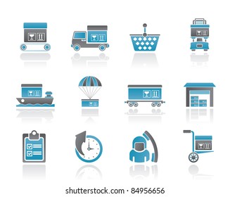 Logistic, cargo and shipping icons - vector icon set