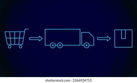 Concepto de cadena logística para el diseño de plantillas de fondo de estrategia de suministro y negocios. Ilustración vectorial.