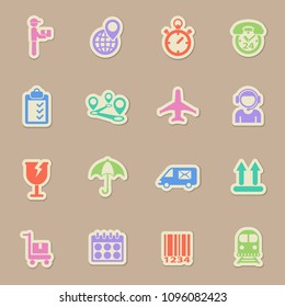 logistic color vector icons on paper stickers