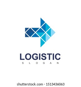 Logistic Company Logo With Blue Arrow Symbol