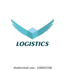 logistic company logo. consisting of a box package with the wings icon. delivery service logo. shipping service logo. 