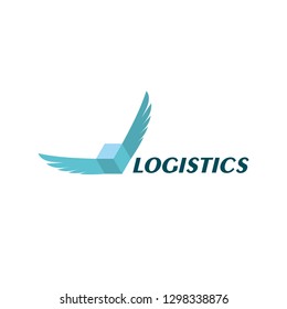 logistic company logo. consisting of a box package with the wings icon. delivery service logo. shipping service logo. 