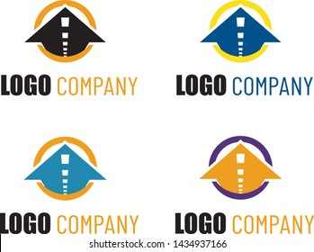 Logistic company logo. Include elements of Arrow, Road. Vector illustration isolated.
