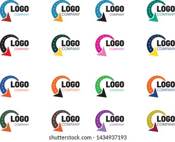 Logistic company logo. Include elements of Arrow, Road. Vector illustration isolated.
