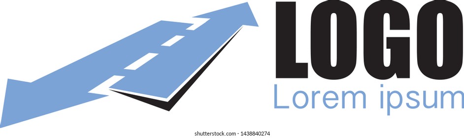 Logistic company logo. Include elements of Arrow, Road, geo location sign. Vector illustration isolated.
