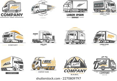 Logistic company logo set. Cargo truck. Icons