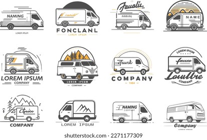 Logistic company logo set. Cargo van. icons