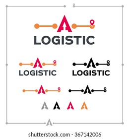 Logistic company logo vector with letter A and arrow