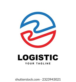 Vector de logotipo de empresa logística con plantilla de eslogan