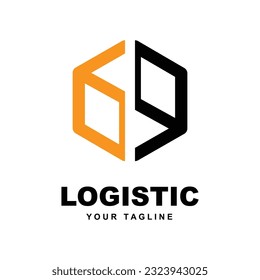 Vector de logotipo de empresa logística con plantilla de eslogan