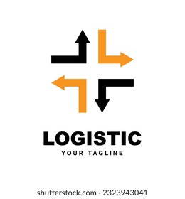 Vector de logotipo de empresa logística con plantilla de eslogan
