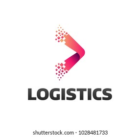 Logistic Company Vector Logo. Arrow Icon. Delivery Icon. Arrow Icon. Arrow Vector. Delivery Service Logo. Web, Digital, Speed, Marketing, Network Icon. Pixel Logo.  Pixel Art. Pixel Icons.