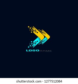 Logistic company vector logo. Arrow icon. Delivery icon. Arrow icon. Arrow vector. Delivery service logo. Web, Digital, Speed, Marketing, Network icon. Pixel logo. Pixel art. Pixel icons.