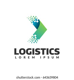 Logistic company vector logo. Arrow icon. Delivery icon. Arrow icon. Arrow vector. Delivery service logo. Web, Digital, Speed, Marketing, Network icon. Pixel logo.  Pixel art. Pixel icons.