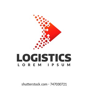 Logistic company vector logo. Arrow icon. Delivery icon. Arrow icon. Arrow vector. Delivery service logo. Web, Digital, Speed, Marketing, Network icon. Pixel logo.  Pixel art. Pixel icons.