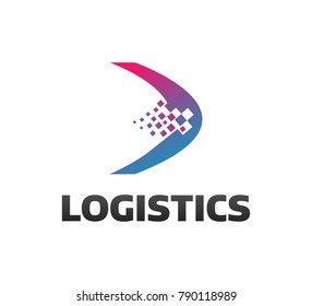 Logistic company vector logo. Arrow icon. Delivery icon. Arrow icon. Arrow vector. Delivery service logo. Web, Digital, Speed, Marketing, Network icon. Pixel logo.  Pixel art. Pixel icons.