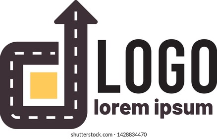 Logistic company vector logo. Car, arrow, road, drive, delivery, taxi logo.  Vector illustration isolated icon

