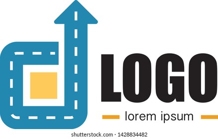Logistic company vector logo. Car, arrow, road, drive, delivery, taxi logo.  Vector illustration isolated icon

