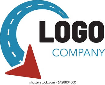 Logistic company vector logo. Car, arrow, road, drive, delivery, taxi logo.  Vector illustration isolated icon

