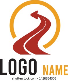 Logistic company vector logo. Car, arrow, road, drive, delivery, taxi logo.  Vector illustration isolated icon


