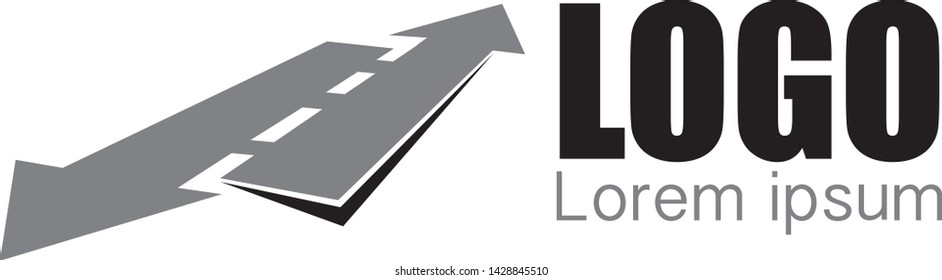 Logistic company vector logo. Car, arrow, road, drive, delivery, taxi logo.  Vector illustration isolated icon

