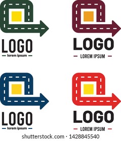 Logistic company vector logo. Car, arrow, road, drive, delivery, taxi logo.  Vector illustration isolated icon

