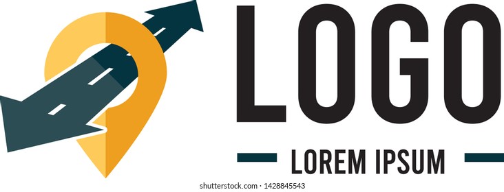 Logistic company vector logo. Car, arrow, road, drive, delivery, taxi logo.  Vector illustration isolated icon

