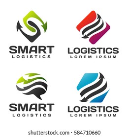Logistic company vector logo. Delivery icon. Arrow logo. Delivery service logo. Web, Marketing, Technology, Network, Brain icon. Business icon. Company, Corporate, Finance, Union, Business logo.