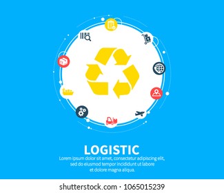 Logistic concept. Distribution, delivery, service, shipping, logistic, transport, market concepts Abstract background with connected objects Vector illustration
