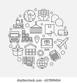 Logistic concept illustration - vector round thin line delivery and shipping minimal symbol 